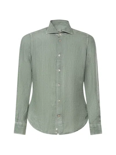 Eleventy Dandy Linen Shirt In Green