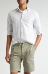 Eleventy Dandy Pinstripe Cotton Button-up Shirt In Light Melange Grey