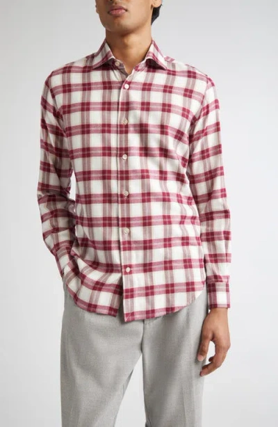 Eleventy Dandy Plaid Button-up Shirt In Pink