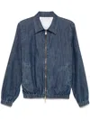 Eleventy Denim Bomber Jacket In Blue