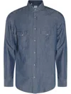 Eleventy Button-down Shirt With Tailored Fit And Dual Chest Pockets In Blue