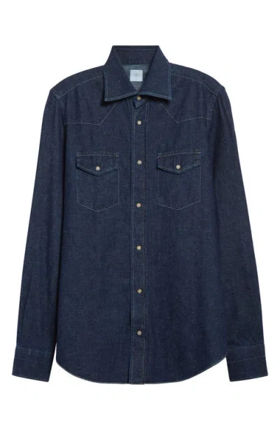 Eleventy Denim Western Shirt In Blue