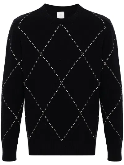 Eleventy Diamond-pattern Sweater In Blue