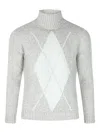 Eleventy Argyle Pattern Crewneck Sweater In Gray