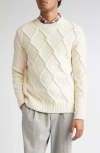 Eleventy Diamond Stitch Wool Sweater In White