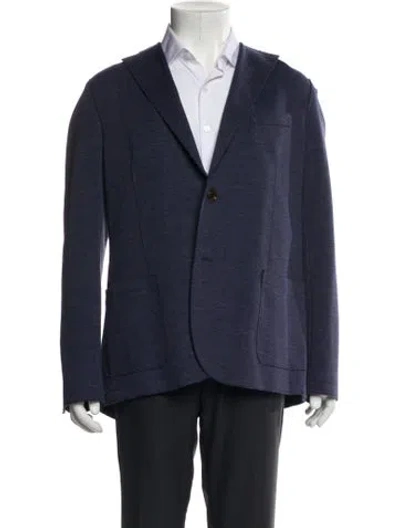 Pre-owned Eleventy Distressed Accents Blazer In Blue