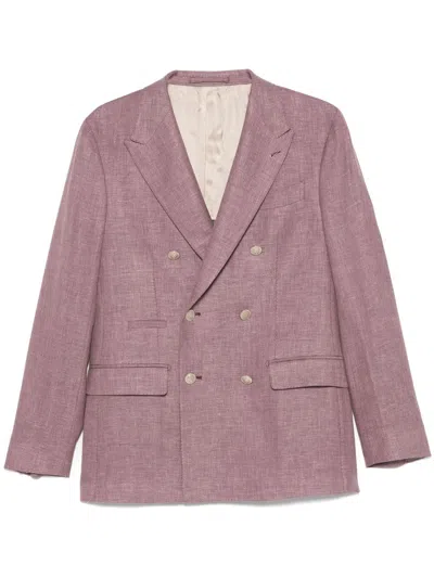 Eleventy Double-breasted Blazer In 紫色