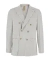 Eleventy Men Grey Double-breasted Jacket With Peak Revers And Rear English Vent In Viscose Blend Str In Gray