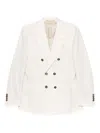 Eleventy Double Breasted Jacket Notched Lapels In White