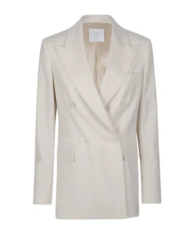 Eleventy Double-breasted Blazer In White