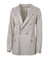 Eleventy Double-breasted Jacket In Boiled Wool In Gray