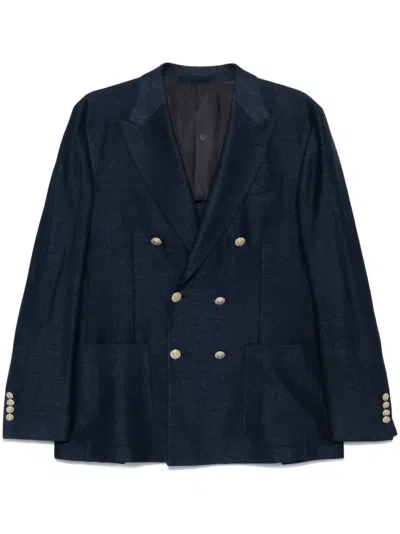 Eleventy Double-breasted Blazer In Blue