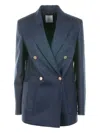 Eleventy Double-breasted Long-sleeved Blazer In Blue