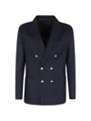 Eleventy Double-breasted Jacket With Six-buttons In Blue