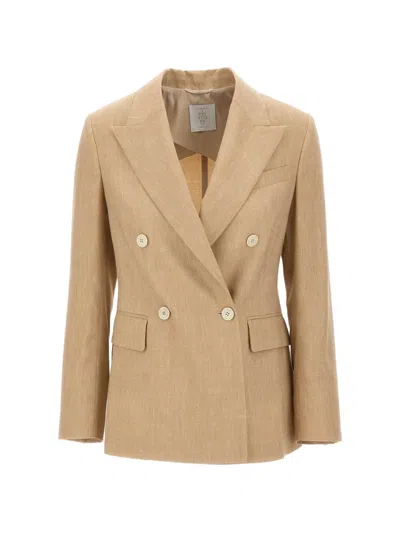 Eleventy Double-breasted Blazer In Brown