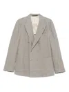 Eleventy Men Grey Double-breasted Jacket With Peak Revers And Rear English Vent In Viscose Blend Str In Gray
