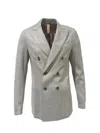 Eleventy Double Breasted Wool Mix Jacket With Patch Pockets In Grey
