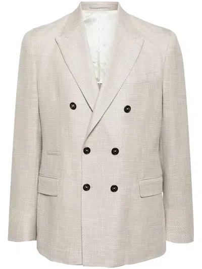 Eleventy Double-breasted Blazer In Grey