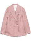 Eleventy Wool-silk-linen Double-breasted Blazer In Pink