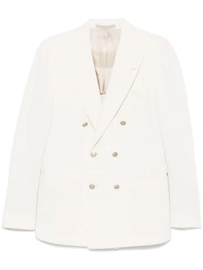 Eleventy Double-breasted Blazer In White