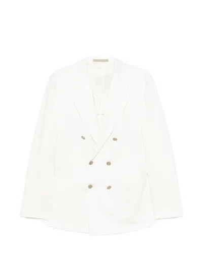 Eleventy Double-breasted Blazer In White