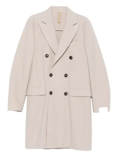Eleventy Double-breasted Button Coat In Neutral