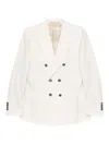 Eleventy Double Breasted Jacket Notched Lapels In White