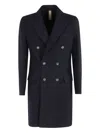 Eleventy Double-breasted Wool Coat With Classic Lapel In Multi