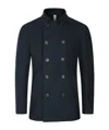 Eleventy Double-breasted Wool Coat In Blue