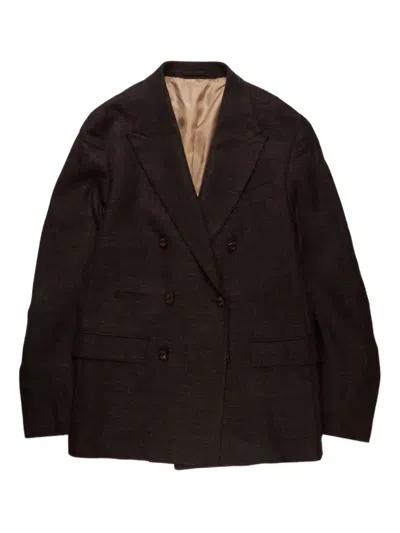 Eleventy Double-breasted Coat In Brown