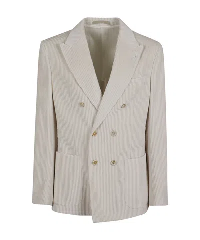 Eleventy Double-breasted Corduroy Blazer In Gray