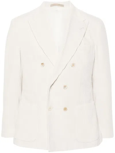 Eleventy Double-breasted Corduroy Blazer In Neutrals