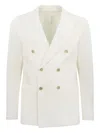 Eleventy Double-breasted Gold-button Blazer In White