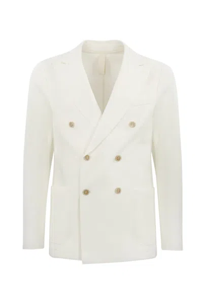 Eleventy Double-breasted Jacket In White