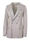 Eleventy Double-breasted Jacket In Boiled Wool In Light Grey
