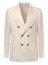 Eleventy Double-breasted Wool Jacket In Neutral