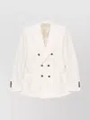 Eleventy Double Breasted Jacket Notched Lapels In White