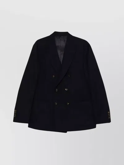 Eleventy Double-breasted Jacket With Notched Lapels In Blue