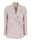 Eleventy Beige Double-breasted Jacket With Pointed Lapels