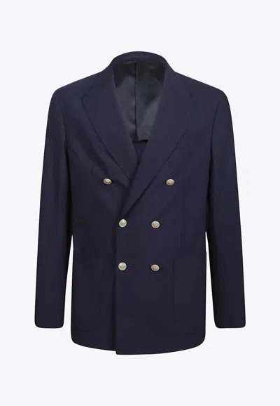 Eleventy Double-breasted Jacket With Six-buttons In Blue