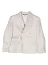 Eleventy Double-breasted Linen Blazer In Neutrals
