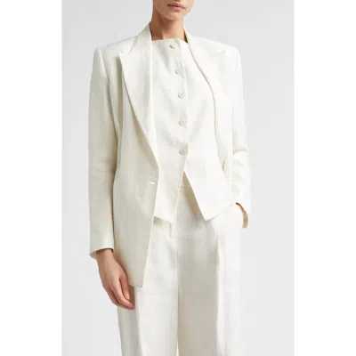 Eleventy Double Breasted Linen Blend Blazer In White
