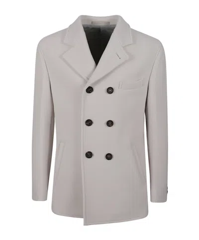 Eleventy Double-breasted Long-sleeve Coat In Gray