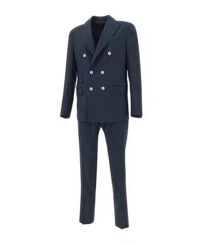 Eleventy Double-breasted Suit In Blue
