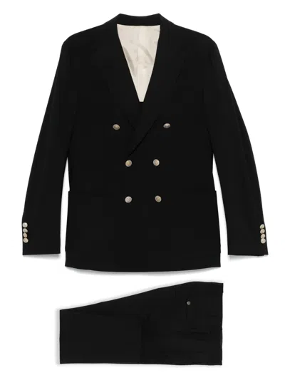 Eleventy Double-breasted Suit In Black