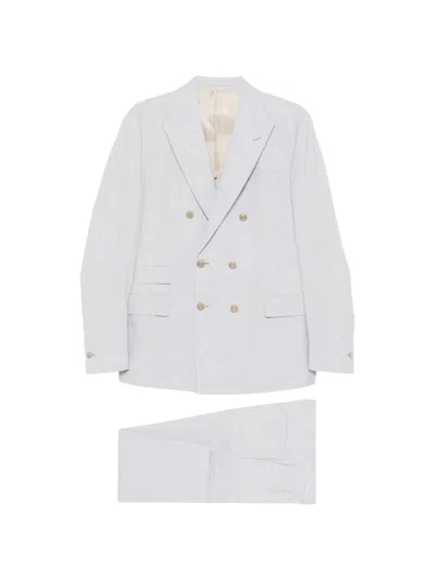 Eleventy Double-breasted Suit In Gray