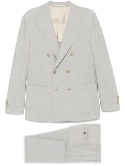 Eleventy Double-breasted Suit In Grey