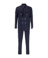 Eleventy Blue Double-breasted Suit With Peak Revers And Jewel Buttons In Wool Stretch Man In Black