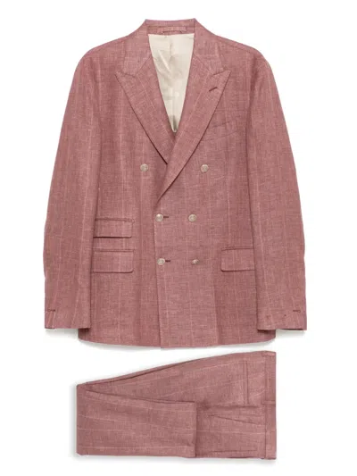 Eleventy Double-breasted Suit In Purple