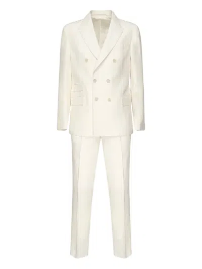 Eleventy Double-breasted Suit In White